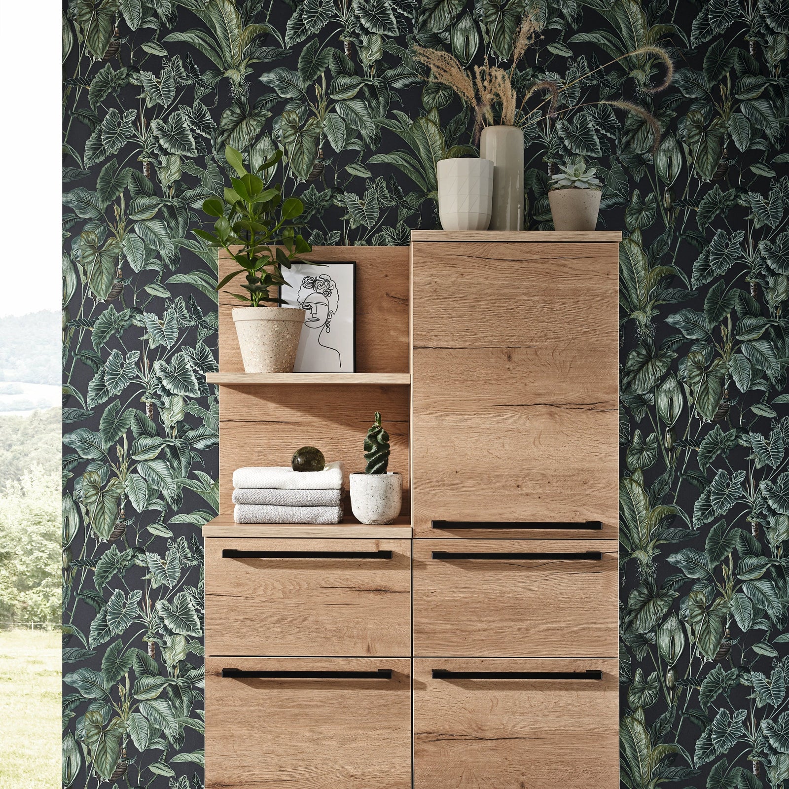 Badschrank in Eiche-sierra Nachbildung