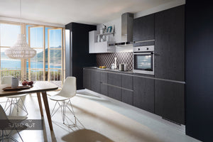 nobilia Küche Küchenzeile Structura 403 Eiche Nero Nachbildung 400 cm konfigurierbar mit E-Geräten spiegelverkehrt