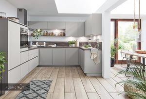 nobilia U-Küche Fashion 165 Lack Steingrau matt 310x320x190cm konfigurierbar mit E-Geräten spiegelverkehrt