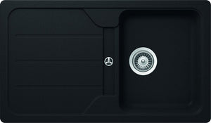 Küchen-Einbauspüle von Schock aus CRISTALITE®, abgesenkter Ablauf, Ausschnittmaße 840mm x 480mm;Farbe Onyx