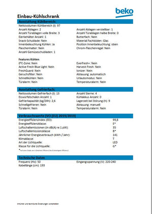 Datenblatt Beko B1754N 2