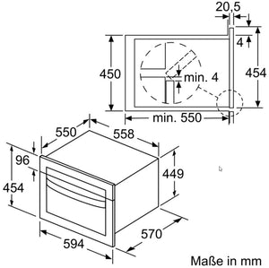 JUNKER Mikrowellen-Kompakt-Backofen JC4119960 Einbau Mikrowelle 45 CM Dimensionen