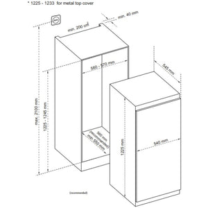 LAURUS LKG122E Einbau-Kühlschrank Kühl-Gefrierkombination 60 cm 123 cm Nische Produktskizze