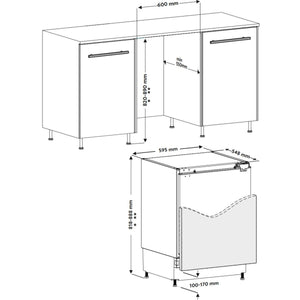 LAURUS LKG82E Unterbau-Kühlschrank - Kühl-Gefrierkombination 60 cm für 82 cm Nische Zeichnung