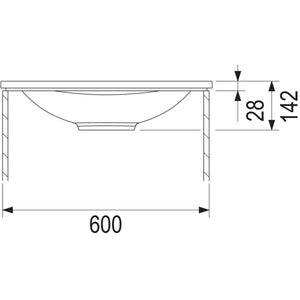 MARMITE- Moebelwaschtisch MEGX 600C ICC- Mineral Composite- ohne Ueberlauf Weiss Hochglanz 87707 87707