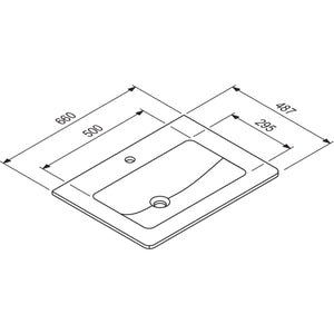MARMITE- Moebelwaschtisch NobX 660- Mineral Composite- ohne Ueberlauf Weiss Hochglanz 87740 87740