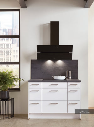 Nobila elements Einbauküche Hamburg Kochblock mit Kochfeld und Abzugshaube