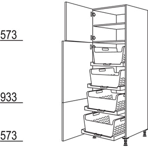 Nobilia Hochschrank mit Waeschekorb-Tablar Laundry-Area HWTAB60-2 35061
