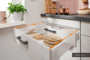 Pino Küche Beton Weißgrau 180cm Detailansichten Schubkasten-