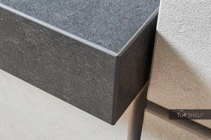 Pino Küche Beton Weißgrau 220cm mit E-Geräte Detail Arbeitsplatte top-shelf.de-