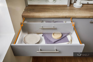 Pino Küche Küchenzeile Achatgrau 180cm Detailansicht Schubkasten mit Soft Close-top-shelf.de