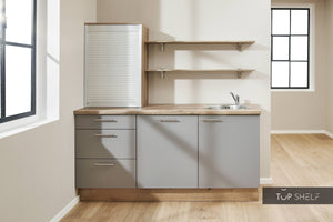 Pino Küche Küchenzeile Achatgrau 180cm Schränke ohne Deko konfigurierbar E-Geräte-top-shelf.de