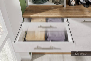 Pino Küche Küchenzeile Beton Weißgrau 180cm Detail Schubkasten mit Soft Close top-shelf.de