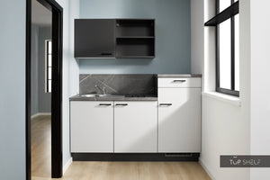 Pino Küche Küchenzeile Lichtgrau & Grafit 180cm Schränke ohne Deko konfigurierbar top-shelf.de