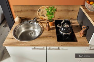 Pino Küche Küchenzeile weiß 180cm konfigurierbar Detail Spüle & Kochfeld-