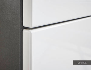 Pino Küche Steingrau Hochglanz 260 cm Detail Frontdekor top-shelf.de-