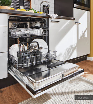 Pino Küche Steingrau Hochglanz 260 cm Detail Geschirrspüler top-shelf.de-