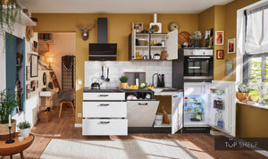 Pino Küche Steingrau Hochglanz 260 cm konfigurierbar offen top-shelf.de-