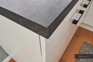 Pino Küche Weiß Hochglanz 285 x 165 cm konfigurierbar Arbeitsplatte top-shelf.de-