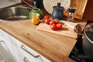 Pino Küche Weiß in Rahmenoptik 160cm konfigurierbar Arbeitsplatte top-shelf.de-