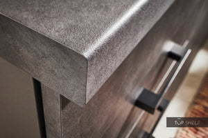 Pino Küche Weiß & Beton Grafitgrau 160cm Detail Kante top-shelf.de-