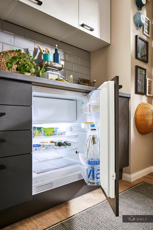 Pino Küche Weiß & Grafit 160cm Detail Kühlschrank top-shelf.de-