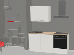 Vormontierte nobilia Miniküche Lübeck 180cm mit E-Geräten Küchenzeile Küchenblock in Alpinweiß Eiche Provence