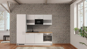 nobilia Appartementküche Münster 240 cm günstig ab Werk kaufen Eiche Provence mit Kühlschrank & Geschirspüler