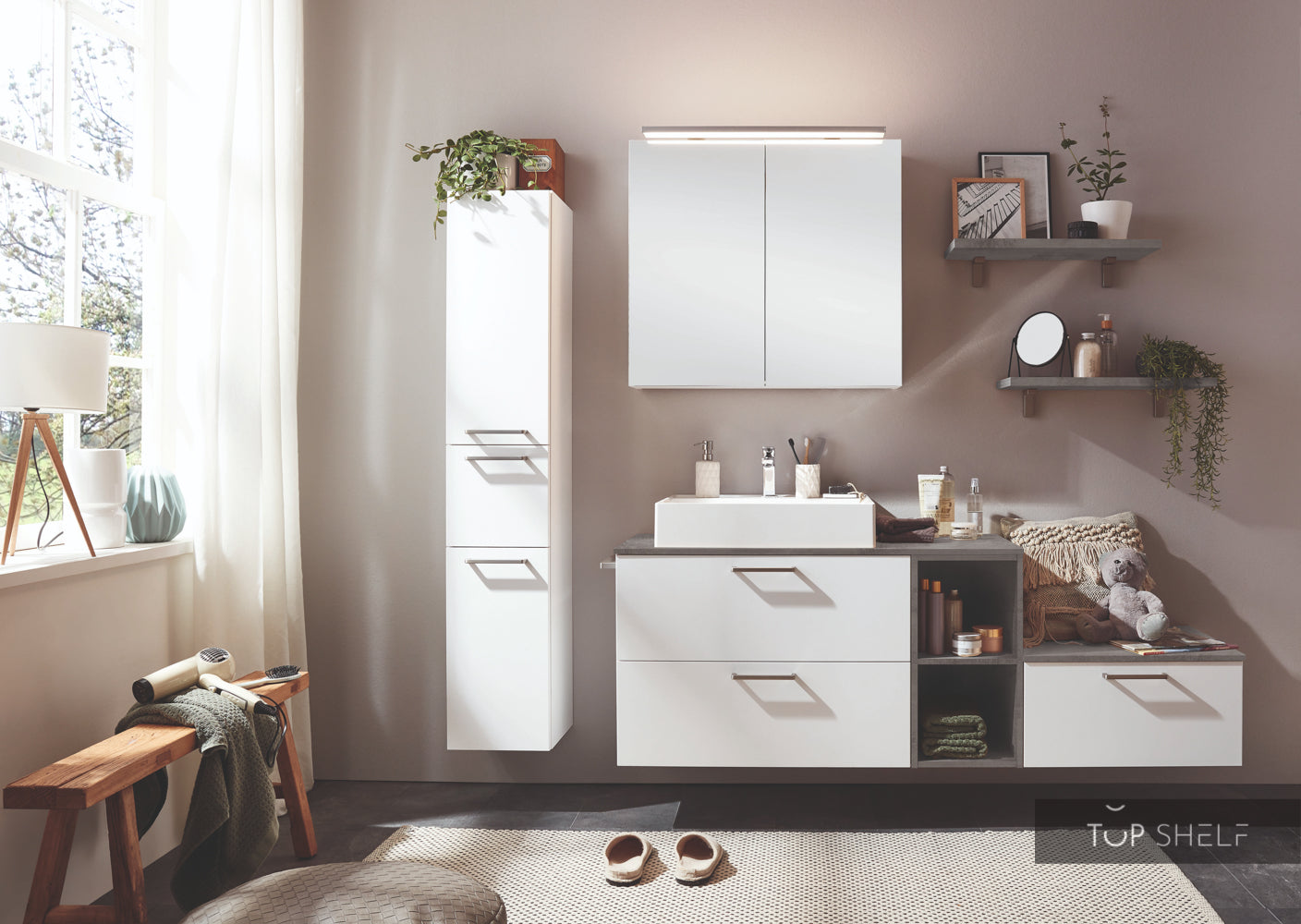 nobilia Bad-Set Bad Pyrmont Beton schiefergrau