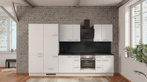 nobilia Büroküche Pulheim 345 cm Alpinweiß matt Beton Schiefergrau mit elektrogeräten