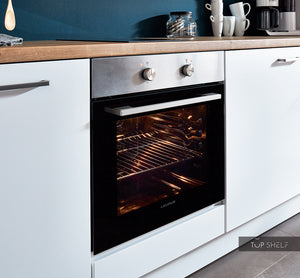 nobilia Einbauküche Köln Frontfarbe Alpinweiß mit Backofen Autark Leonard Einbaubackofen Sologerät LBN1113X in Schwarz