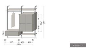 nobilia Garderobe Set Flurgarderobe 139 cm Touch 334 Schiefergrau supermatt