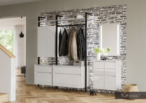 nobilia Garderobe Set Flurgarderobe 280 cm LUX 819 Seidengrau Hochglanz