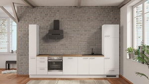 nobilia Küche Esslingen am Neckar 360 cm Weiß Küchenblock Günstig Eiche Provence komplett mit Kochfeld