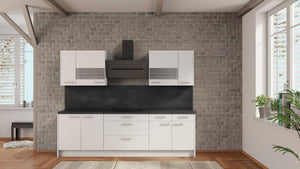 nobilia Küche Sindelfingen 270 cm Angebot Beton Schiefergrau komplett mit Kochfeld