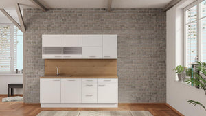 nobilia Küchenzeile Bamberg 225 cm Weiß mit preisen Eiche Provence Teeküche