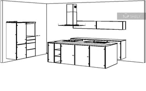 nobilia Küche Flash 503 Lacklaminat Alpinweiss Hochglanz 240+240+120 Skizze