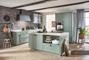 nobilia Küchenzeile mit Kücheninsel Cascada 776 Lacklaminat Schilf 310+180+190 cm konfigurierbar mit E-Geräten