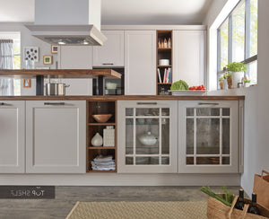 nobilia Küche Küchenzeile Chalet 881 Lack Sand Matt 270+380 cm konfigurierbar mit E-Geräten spiegelverkehrt