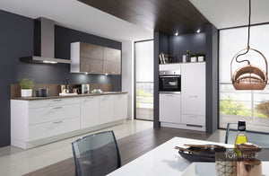 nobilia Küche Küchenzeile Fashion 168 Lack Alpinweiss matt 300+120cm konfigurierbar mit Elektrogeräten