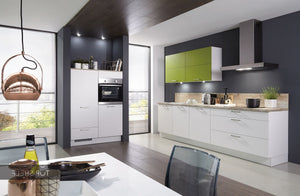 nobilia Küche Küchenzeile Fashion 168 Lack Alpinweiss matt 300+120cm konfigurierbar mit Geräten spiegelverkehrt