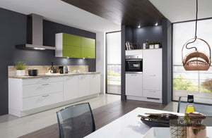 nobilia Küche Küchenzeile Fashion 168 Lack Alpinweiss matt 300+120cm konfigurierbar mit Geräten