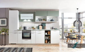 nobilia Küche Küchenzeile Laser 427 Alpinweiss 340 cm Küche konfigurierbar mit Elektrogeräten