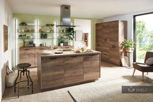 nobilia Küchenzeile mit Kücheninsel Structura 402 Eiche Havanna Nachbildung 180x110+240+180 cm konfigurierbar mit E-Geräten