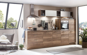 nobilia Küche Küchenzeile Structura 402 Eiche Havanna Nachbildung 340 cm konfigurierbar mit E-Geräten spiegelverkehrt