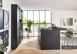 nobilia Küchenzeile mit Kücheninsel Structura 403 Eiche Nero 210 + 210 cm konfigurierbar Seitenansicht