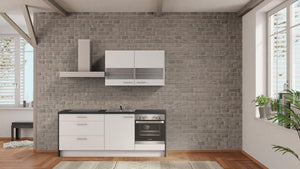 nobilia Küche Moers 240 cm Weiß angebot Beton Schiefergrau günstig ab Werk kaufen