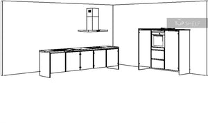 nobilia Küche Touch 340 Lacklaminat Schwarz supermatt 300 + 180 Skizze