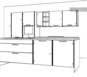 nobilia Küche mit Kücheninsel Touch 340 Color Concept Lacklaminat Schwarz supermatt Ferro Bronze 240 + 300 cm