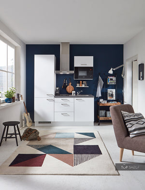 nobilia Miniküche Bremerhaven in der Frontfarbe Alpinweiß mit Arbeitsplatte in 192 Beton schiefergrau